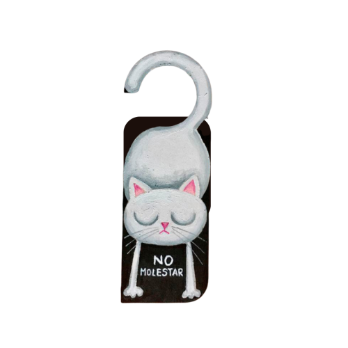 Colgador No molestar gato blanco web