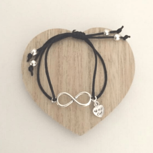 Pulsera infinito negro corazon