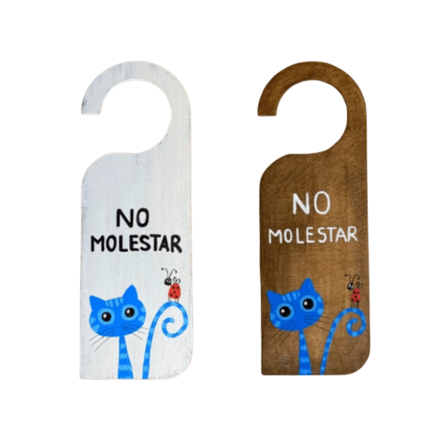 Colgador No molestar gato azul web