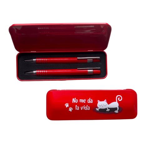 Estuche rojo boli y portalapices web